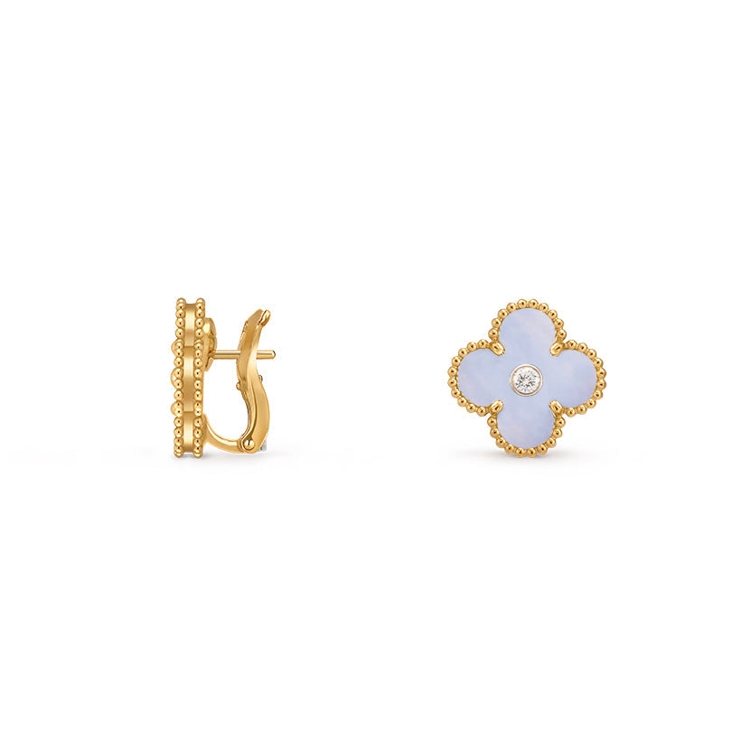 [Aetheris] 15MM KLEEBLÜTEN-OHRSTECKER DIAMANT-GOLD-KOLLEKTION