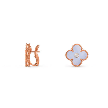 [Aetheris]15MM KLEEBLÜTEN OHRSTECKER DIAMANT-ROSÉGOLD KOLLEKTION