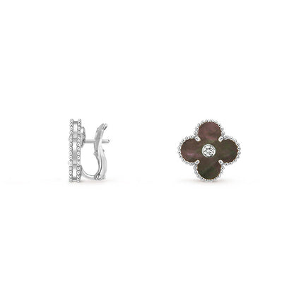 [Aetheris] 15MM KLEEBLÜTEN-OHRSTECKER DIAMANT-WEISSGOLD KOLLEKTION