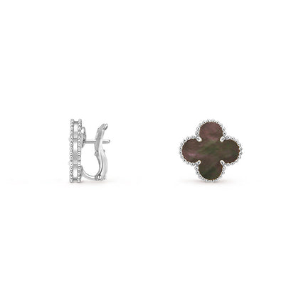 [Aetheris]15MM CLOVER FLOWER STUD EARRINGS WHITE GOLD COLLECTION