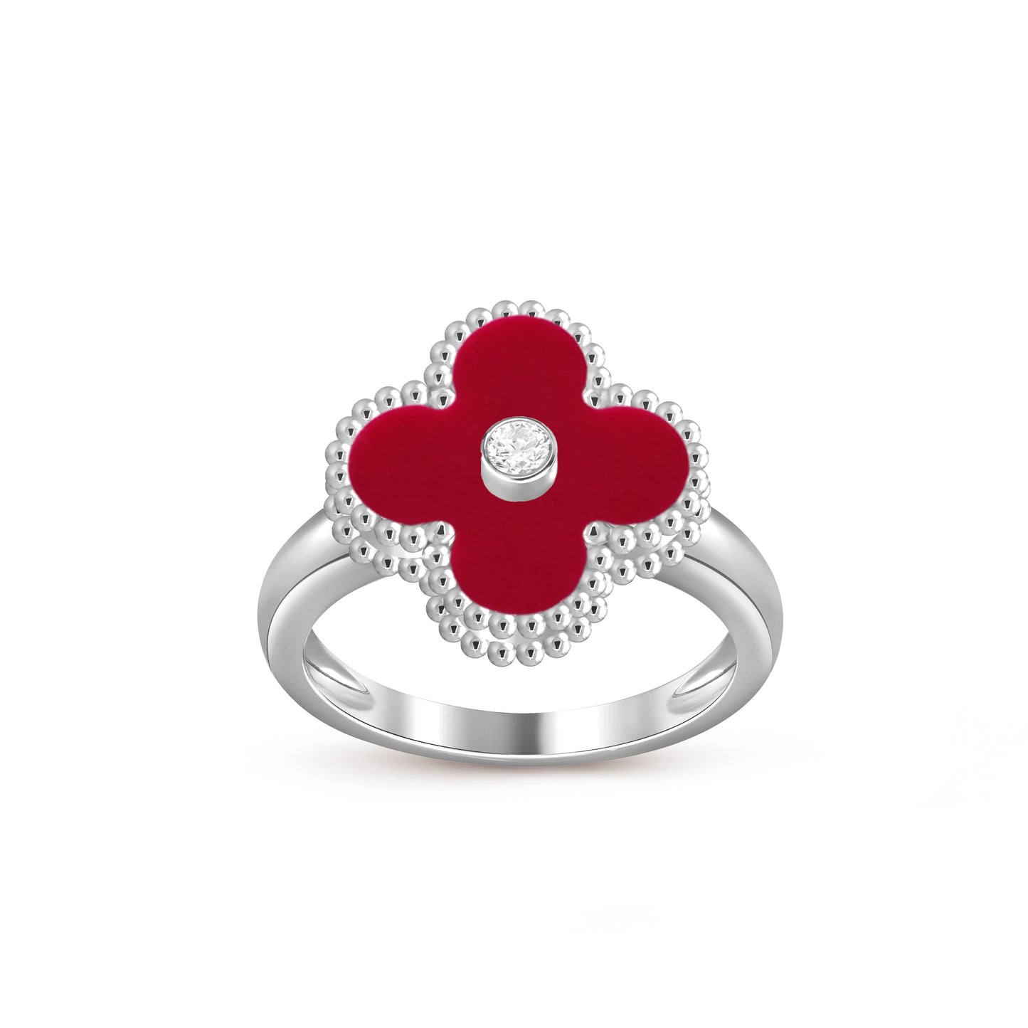 [Aetheris]LUCKY CLOVER DIAMOND-ACCENT WHITE GOLD RING COLLECTION