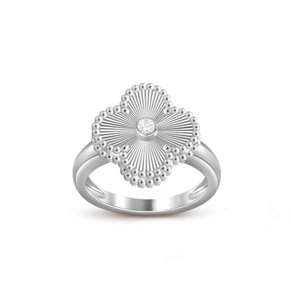 [Aetheris]LUCKY CLOVER DIAMOND-ACCENT WHITE GOLD RING COLLECTION