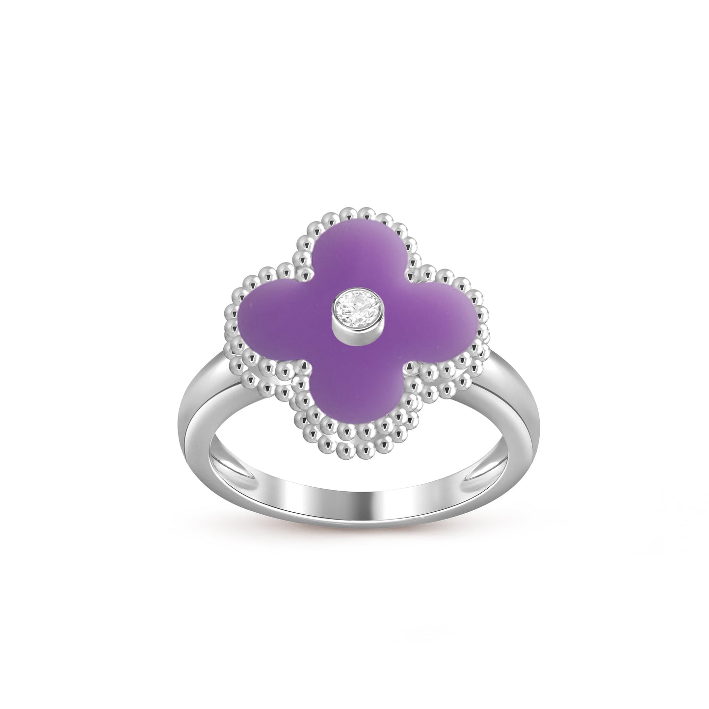 [Aetheris]LUCKY CLOVER DIAMOND-ACCENT WHITE GOLD RING COLLECTION