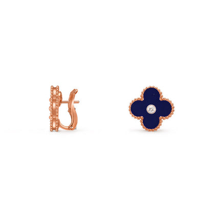 [Aetheris]15MM KLEEBLÜTEN OHRSTECKER DIAMANT-ROSÉGOLD KOLLEKTION