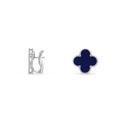 [Aetheris]15MM CLOVER FLOWER STUD EARRINGS WHITE GOLD COLLECTION