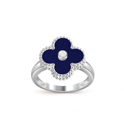[Aetheris]LUCKY CLOVER DIAMOND-ACCENT WHITE GOLD RING COLLECTION
