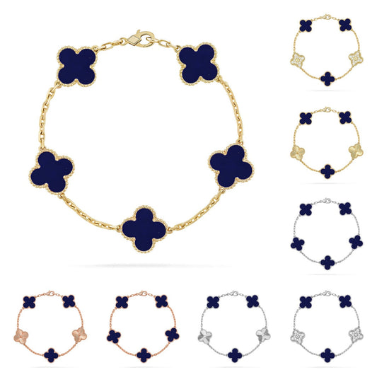[Aetheris]LUCKY CLOVER 5-MOTIF BRACELET - LAPIS LAZULI COLLECTION