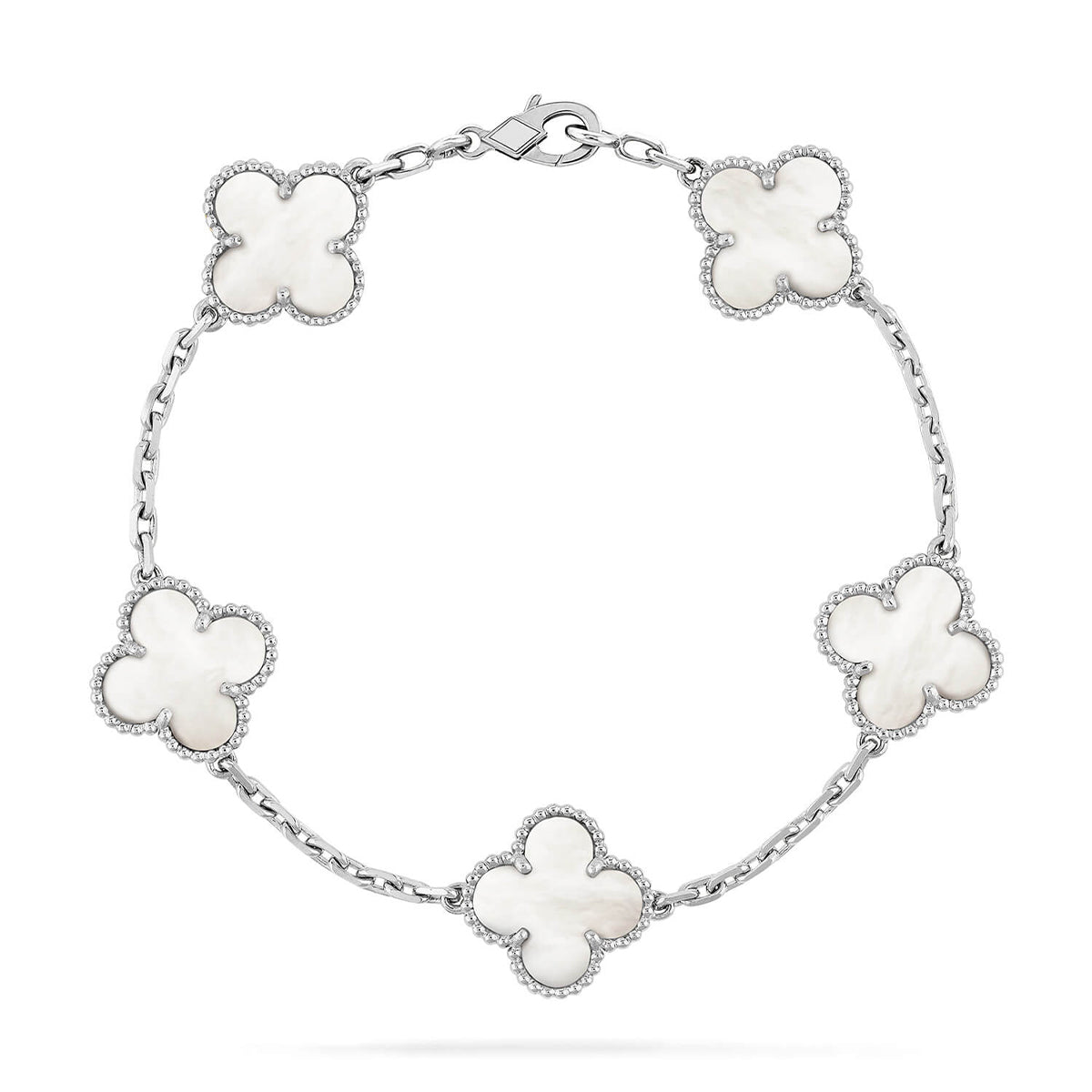 [Aetheris]LUCKY CLOVER 5-MOTIF BRACELET - WHITE MOTHER-OF-PEARL COLLECTION