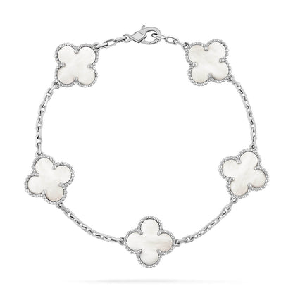 [Aetheris]LUCKY CLOVER 5-MOTIF BRACELET - WHITE MOTHER-OF-PEARL COLLECTION