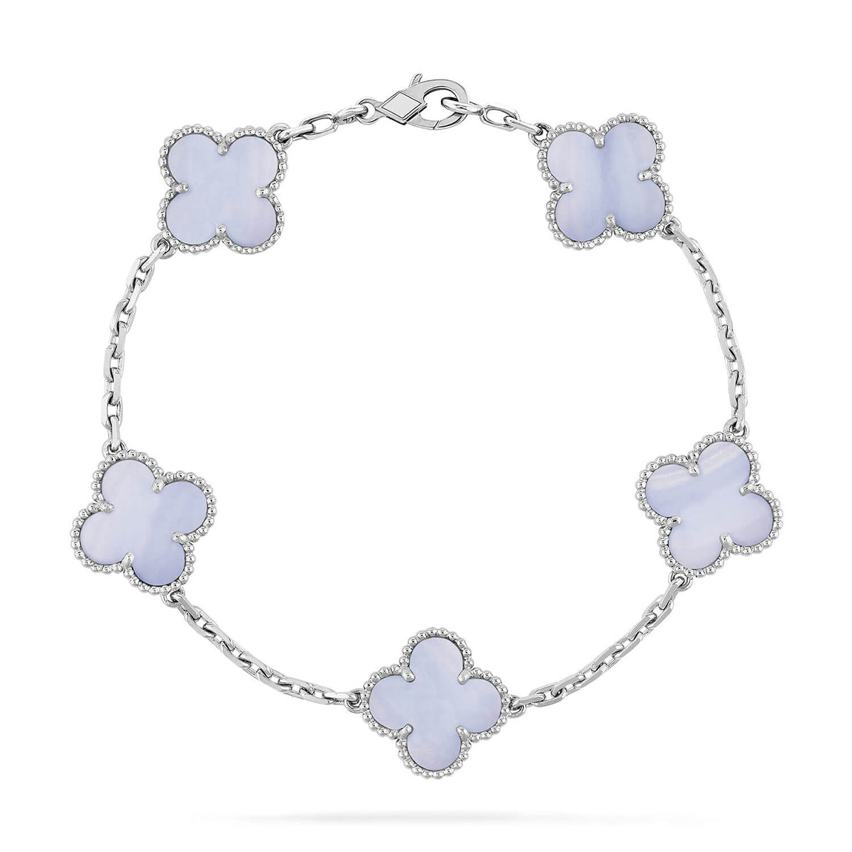 [Aetheris] LUCKY CLOVER 5-MOTIV-ARMREIF - PURPUR CHALCEDON KOLLEKTION