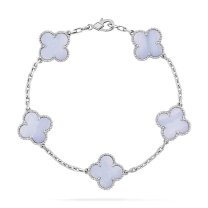 [Aetheris] LUCKY CLOVER 5-MOTIV-ARMREIF - PURPUR CHALCEDON KOLLEKTION
