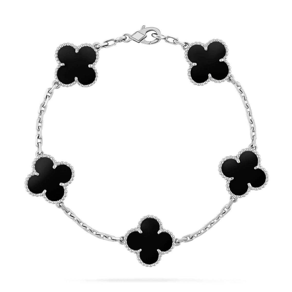 [Aetheris]LUCKY CLOVER 5-MOTIV-ARMBAND – BLACK ONYX KOLLEKTION