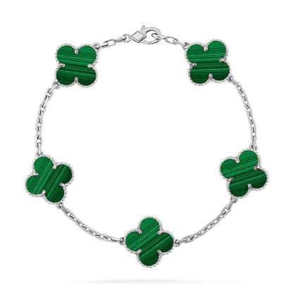 [Aetheris]LUCKY CLOVER 5-MOTIF BRACELET - MALACHITE COLLECTION