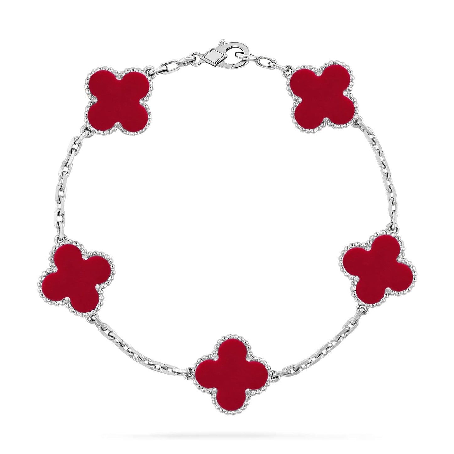 [Aetheris]LUCKY CLOVER 5-MOTIF ARMBAND – KOLLEKTION ROTER KARNEOL
