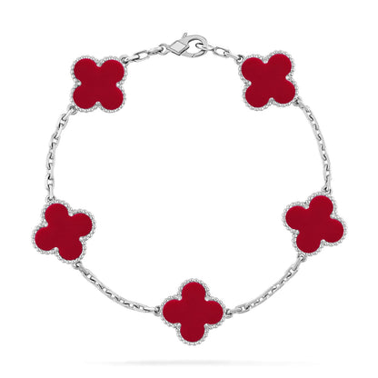 [Aetheris]LUCKY CLOVER 5-MOTIF ARMBAND – KOLLEKTION ROTER KARNEOL