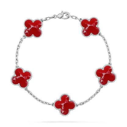 [Aetheris] LUCKY CLOVER ARMBAND MIT 5 MOTIVEN – ROTE LARIMAR-KOLLEKTION