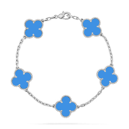 [Aetheris]GLÜCKKLEE-ARMBAND MIT 5 MOTIVEN – BLAUE-ACHAT-KOLLEKTION