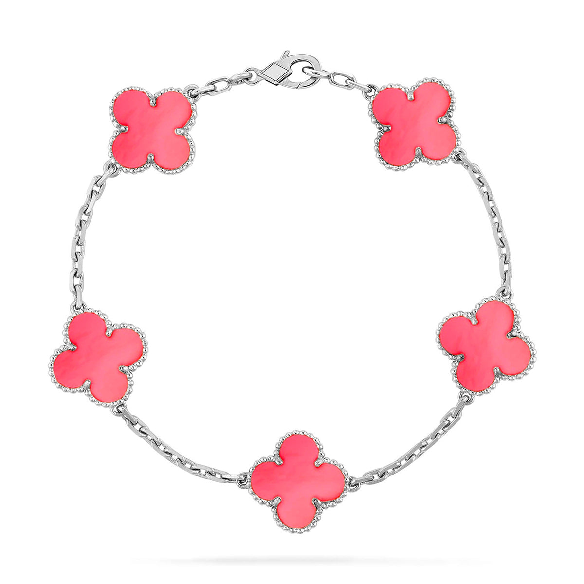 [Aetheris]LUCKY CLOVER 5-MOTIF BRACELET – KOLLEKTION ROSAFARBENES PERLMUTT