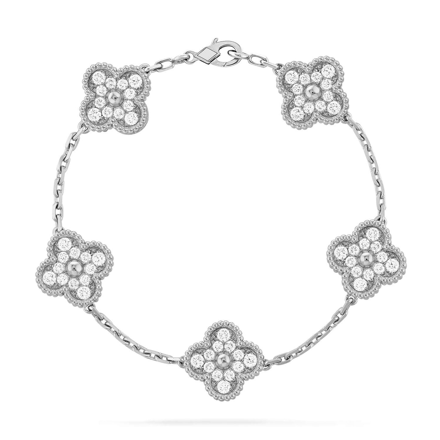 [Aetheris]LUCKY CLOVER 5-MOTIF BRACELET - VOLL-DIAMANT