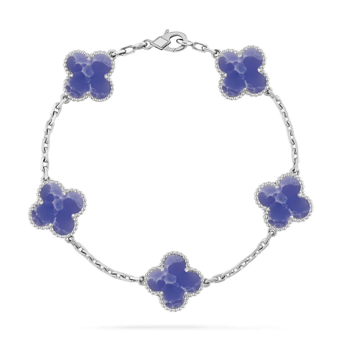 [Aetheris]LUCKY CLOVER 5-MOTIF ARMBAND - BLAUE LARIMAR KOLLEKTION