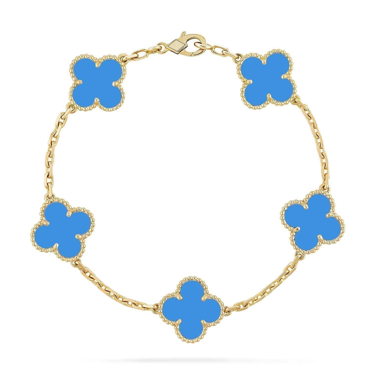 [Aetheris]GLÜCKKLEE-ARMBAND MIT 5 MOTIVEN – BLAUE-ACHAT-KOLLEKTION