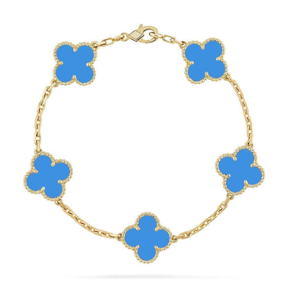[Aetheris]GLÜCKKLEE-ARMBAND MIT 5 MOTIVEN – BLAUE-ACHAT-KOLLEKTION