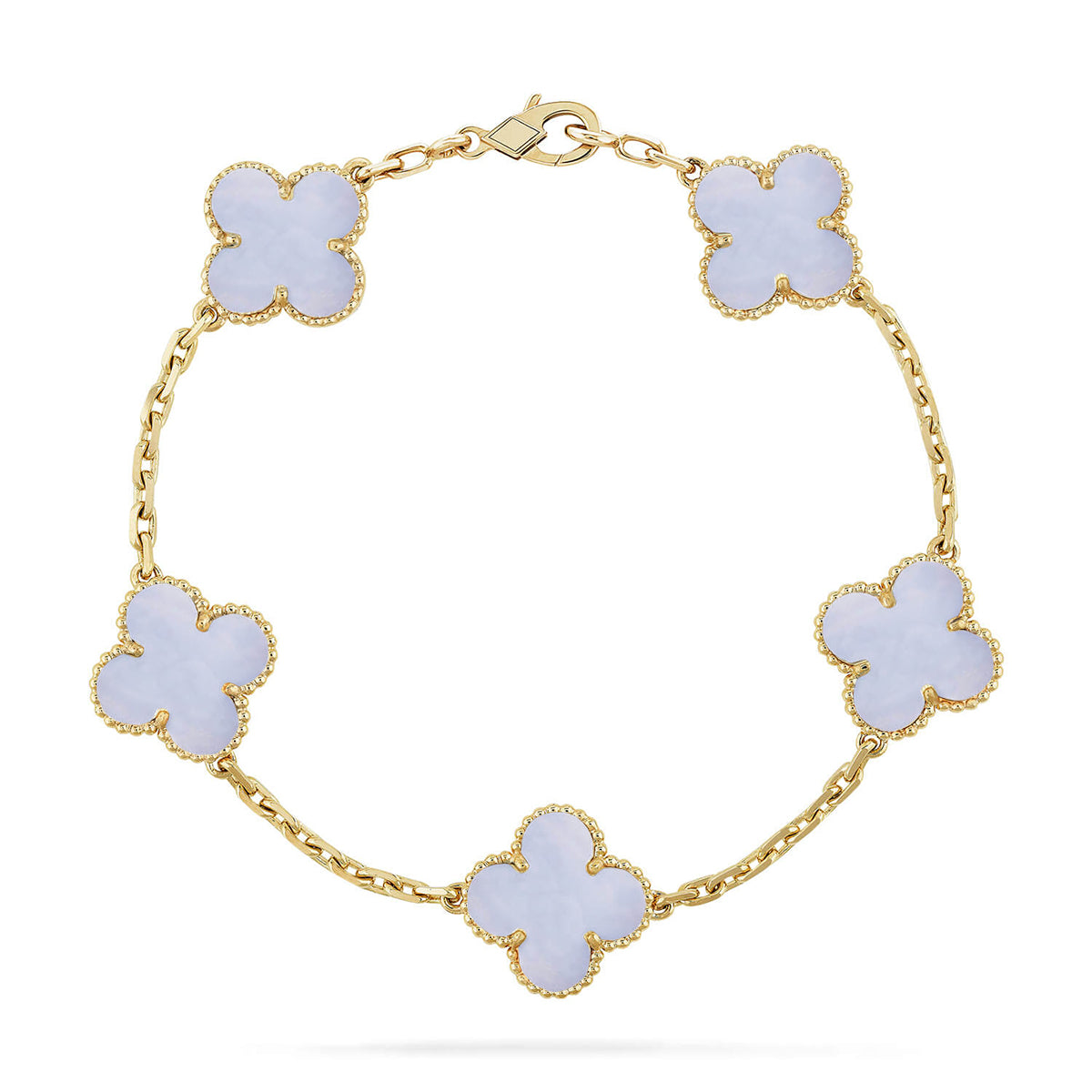 [Aetheris] LUCKY CLOVER 5-MOTIV-ARMREIF - PURPUR CHALCEDON KOLLEKTION