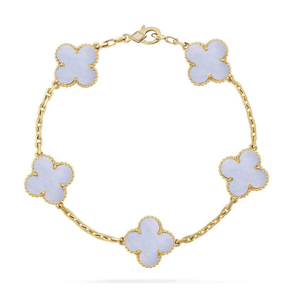 [Aetheris] LUCKY CLOVER 5-MOTIV-ARMREIF - PURPUR CHALCEDON KOLLEKTION