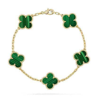[Aetheris]LUCKY CLOVER 5-MOTIF BRACELET - MALACHITE COLLECTION
