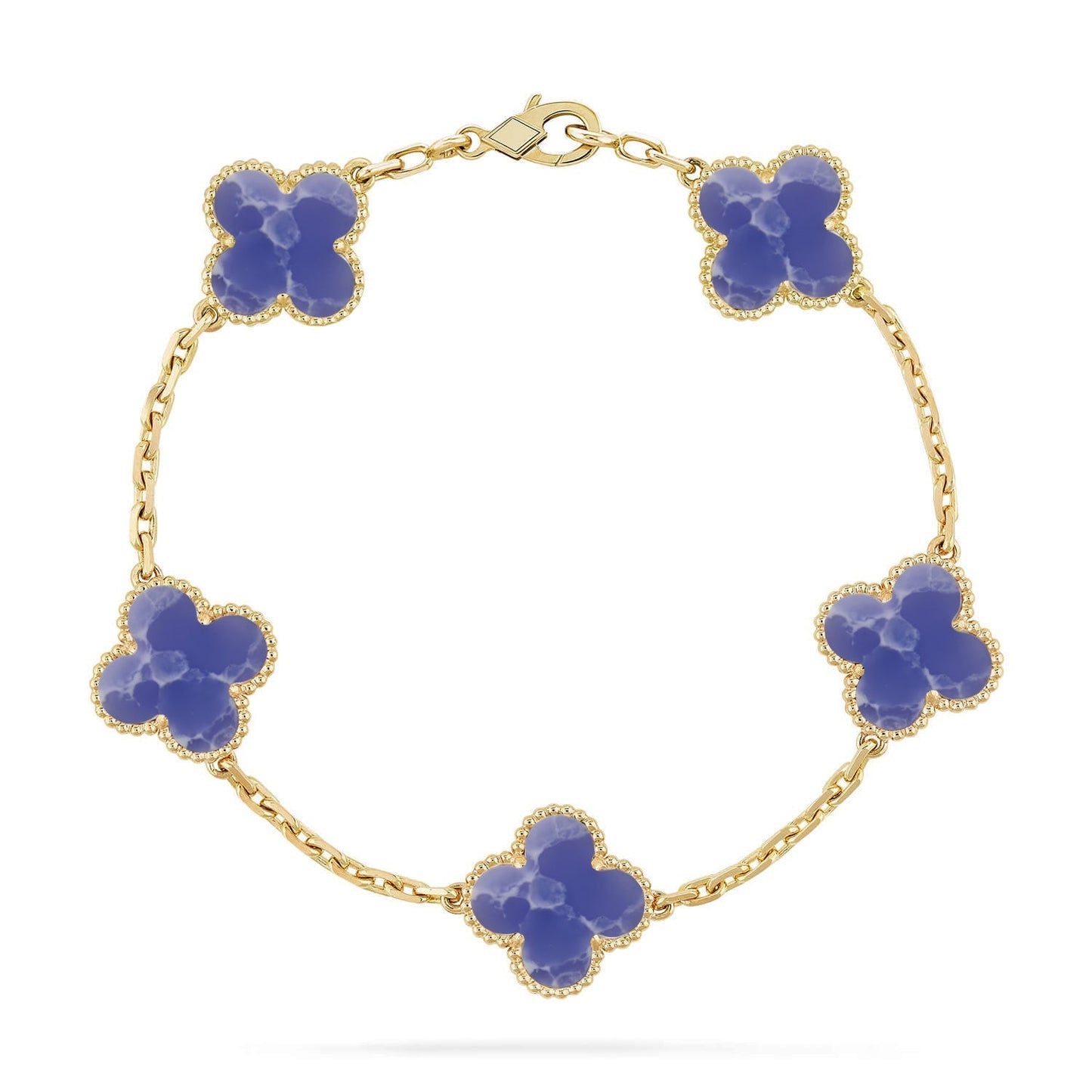 [Aetheris]LUCKY CLOVER 5-MOTIF ARMBAND - BLAUE LARIMAR KOLLEKTION