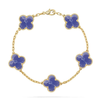 [Aetheris]LUCKY CLOVER 5-MOTIF ARMBAND - BLAUE LARIMAR KOLLEKTION