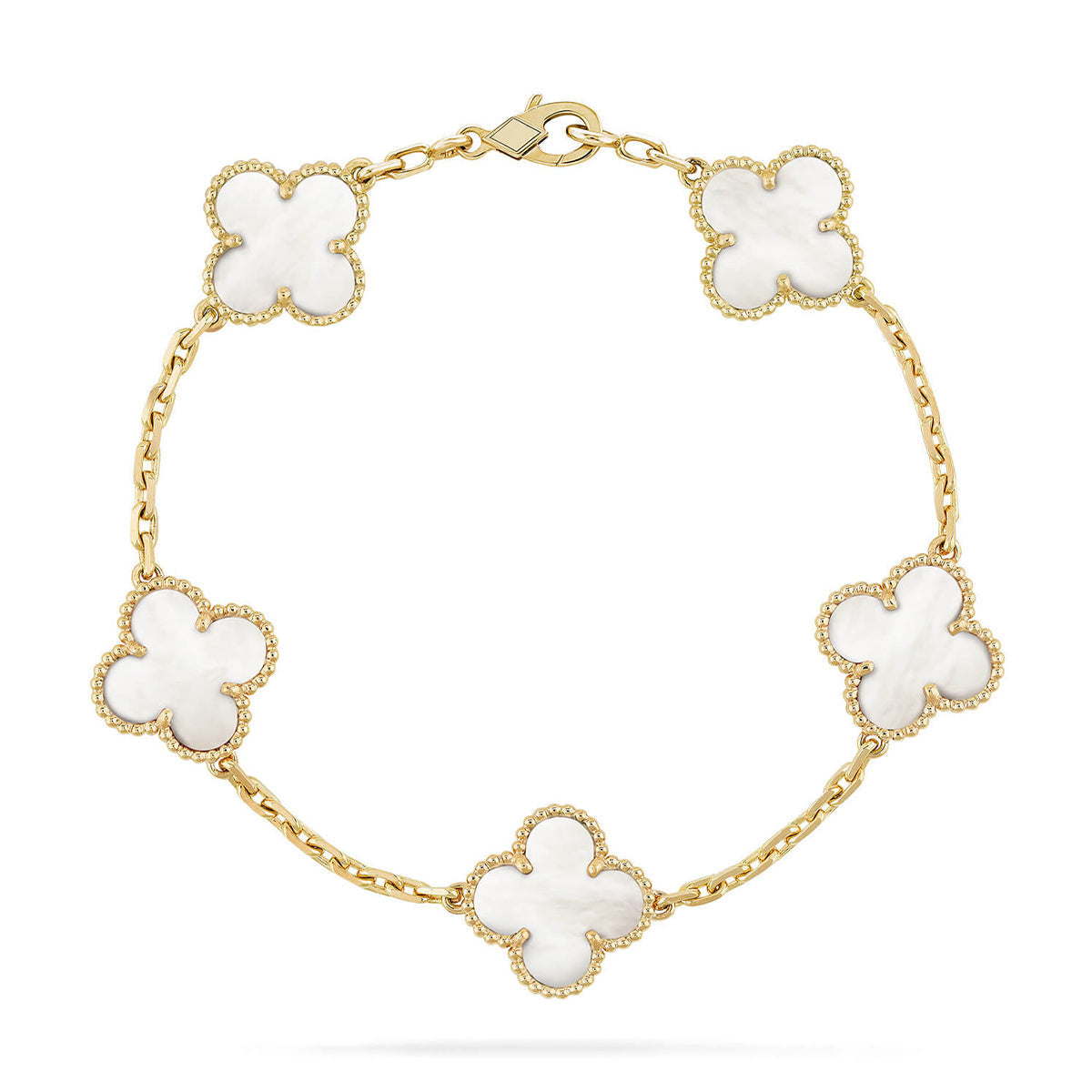 [Aetheris]LUCKY CLOVER 5-MOTIF BRACELET - WHITE MOTHER-OF-PEARL COLLECTION