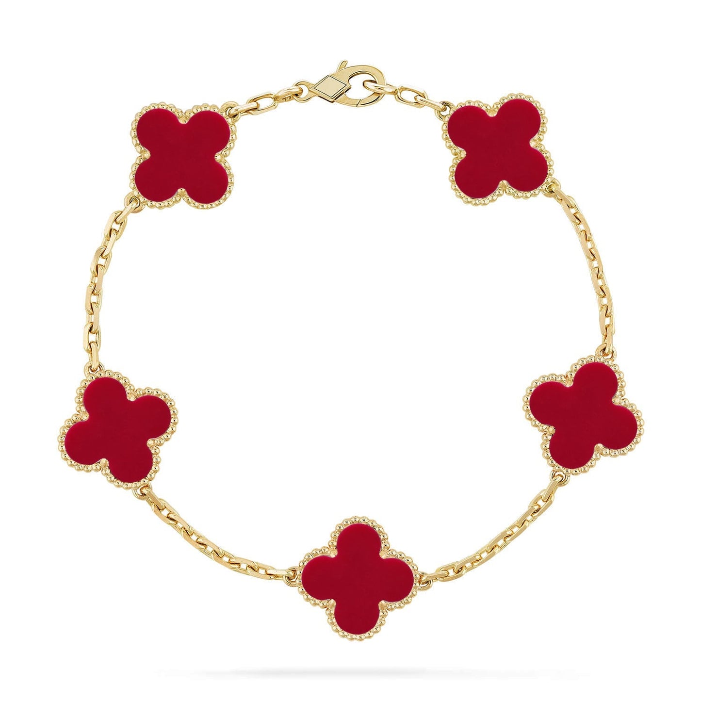 [Aetheris]LUCKY CLOVER 5-MOTIF ARMBAND – KOLLEKTION ROTER KARNEOL