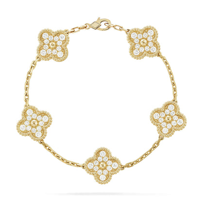 [Aetheris]LUCKY CLOVER 5-MOTIF BRACELET - VOLL-DIAMANT