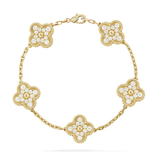 [Aetheris]LUCKY CLOVER 5-MOTIF BRACELET - VOLL-DIAMANT