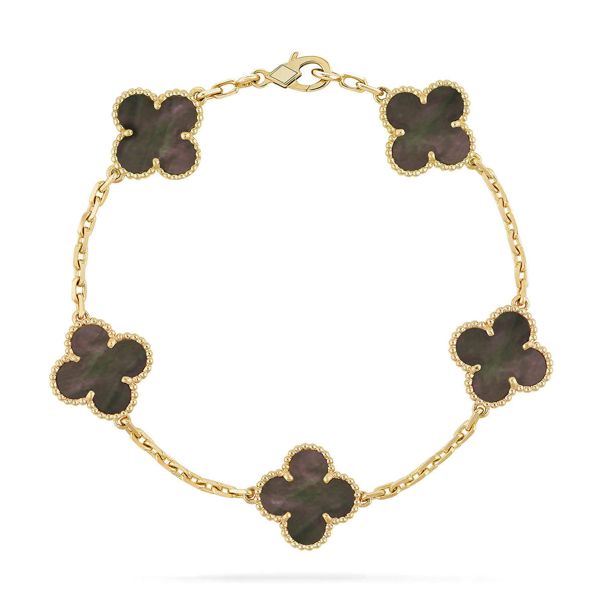 [Aetheris]LUCKY CLOVER 5-MOTIV-ARMBAND – KOLLEKTION GRAUES PERLMUTT