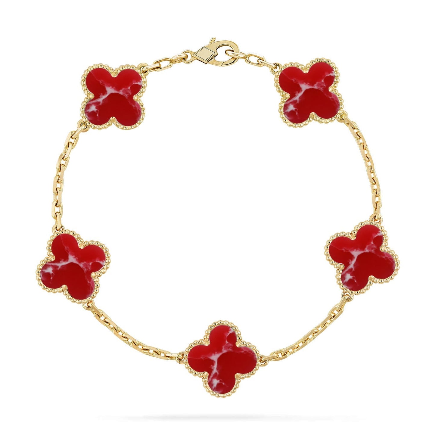 [Aetheris] LUCKY CLOVER ARMBAND MIT 5 MOTIVEN – ROTE LARIMAR-KOLLEKTION