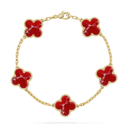 [Aetheris] LUCKY CLOVER ARMBAND MIT 5 MOTIVEN – ROTE LARIMAR-KOLLEKTION