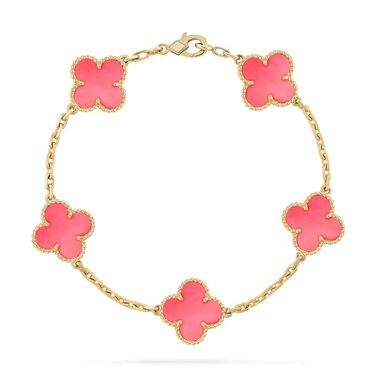 [Aetheris]LUCKY CLOVER 5-MOTIF BRACELET – KOLLEKTION ROSAFARBENES PERLMUTT