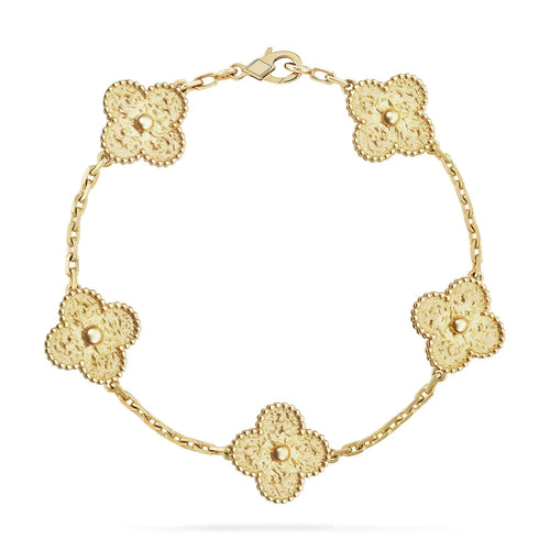 [Aetheris]LUCKY CLOVER 5-MOTIF BRACELET - BRONZING