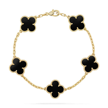 [Aetheris]LUCKY CLOVER 5-MOTIV-ARMBAND – BLACK ONYX KOLLEKTION
