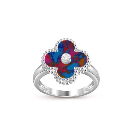 [Aetheris]LUCKY CLOVER DIAMOND-ACCENT WHITE GOLD RING COLLECTION
