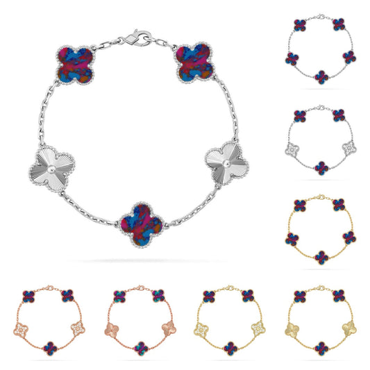 [Aetheris]LUCKY CLOVER 5-MOTIF BRACELET - MULTI-GEM COLLECTION