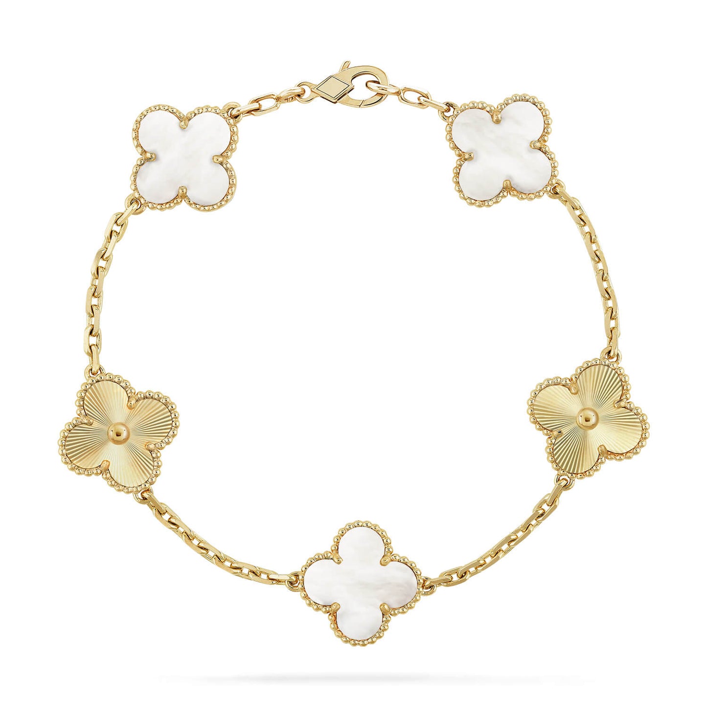 [Aetheris]LUCKY CLOVER 5-MOTIF BRACELET - WHITE MOTHER-OF-PEARL COLLECTION