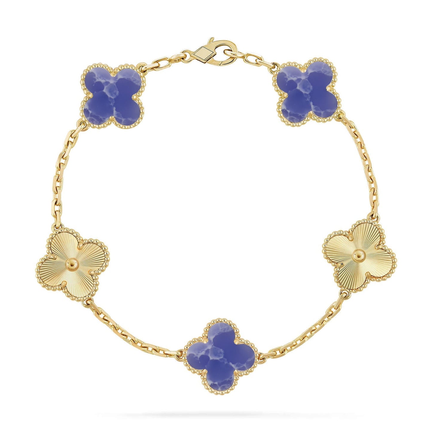 [Aetheris]LUCKY CLOVER 5-MOTIF ARMBAND - BLAUE LARIMAR KOLLEKTION