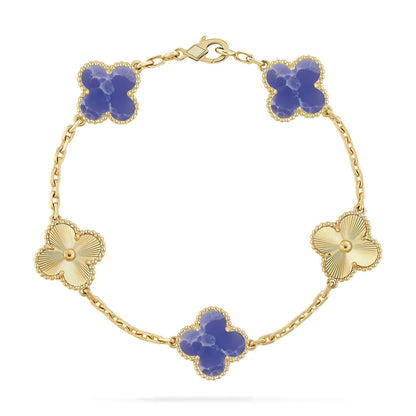 [Aetheris]LUCKY CLOVER 5-MOTIF ARMBAND - BLAUE LARIMAR KOLLEKTION