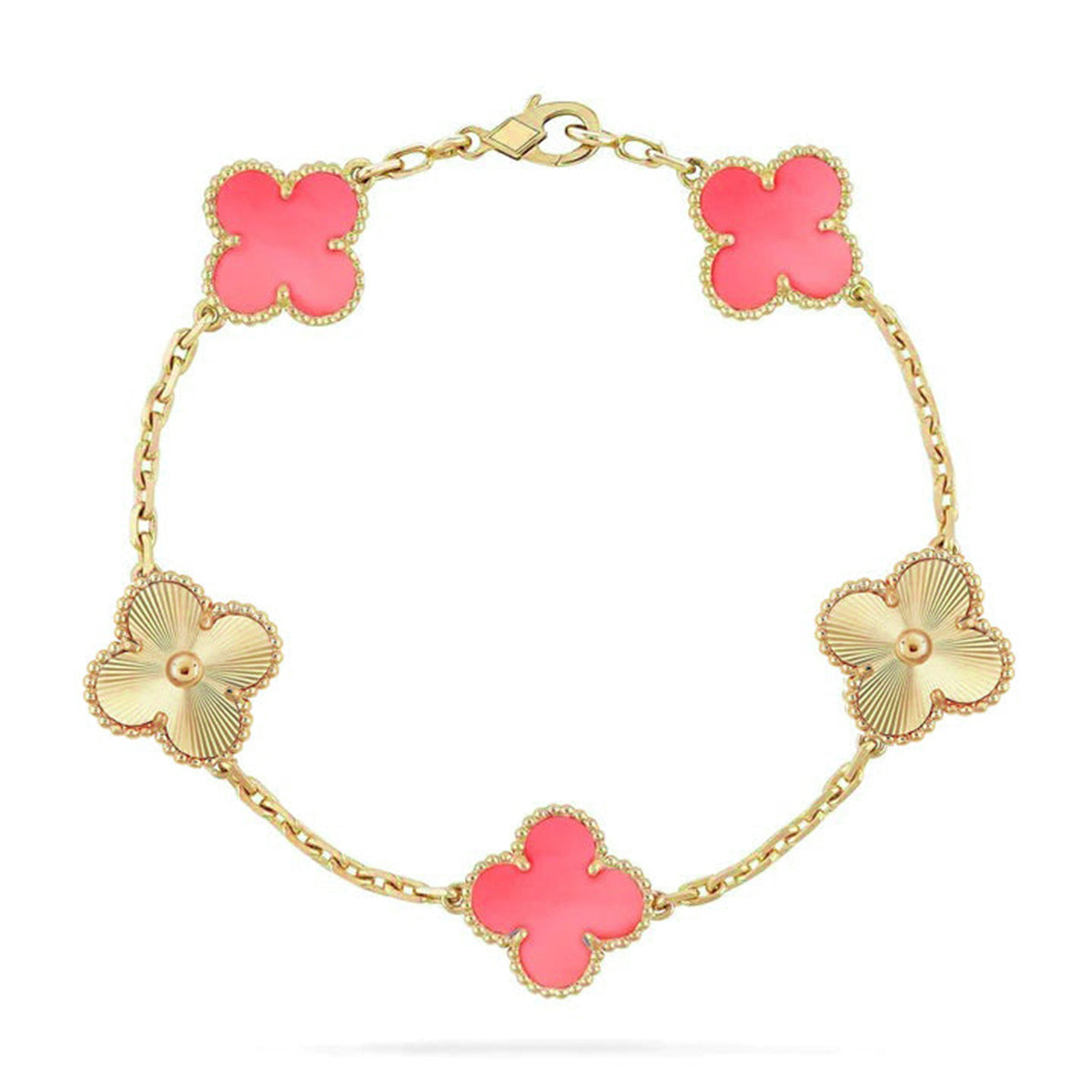 [Aetheris]LUCKY CLOVER 5-MOTIF BRACELET – KOLLEKTION ROSAFARBENES PERLMUTT