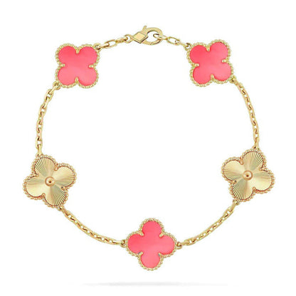 [Aetheris]LUCKY CLOVER 5-MOTIF BRACELET – KOLLEKTION ROSAFARBENES PERLMUTT