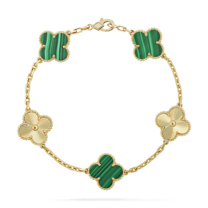 [Aetheris]LUCKY CLOVER 5-MOTIF BRACELET - MALACHITE COLLECTION