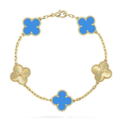 [Aetheris]GLÜCKKLEE-ARMBAND MIT 5 MOTIVEN – BLAUE-ACHAT-KOLLEKTION